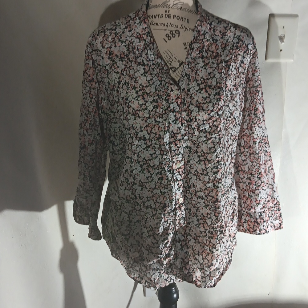 LAUREN Ralph Lauren Women's Ditzy Floral Button Down Top Size Xlarge